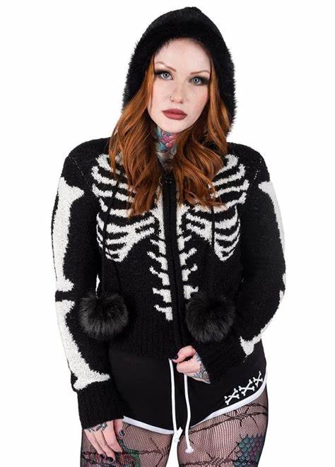 Bony Skeleton Cardigan Zip Up Sweater – Kulture Vulture Nola