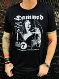 The Damned Vampira black t-shirt featuring the album artwork, photographed on a model.