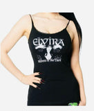 Black tank top with 'Elvira, Mistress of the Dark' design on a white background