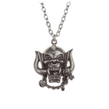 Silver-toned metal pendant necklace featuring the Motorhead Warpig with a matching chain.