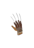 Freddy Kruger Glove enamel pin in shades of brown with silver metal blades extending out of the fingers.