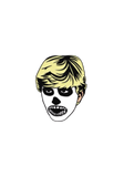 Karate Kid enamel pin featuring Johnny in skull makeup with yellow hair.