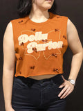 Bronze Dolly Parton Sleeveless Crop T-Shirt With Bows