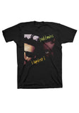 A black short-sleeve graphic t-shirt featuring a printed image of the Bad Brains band with their 'I Against I' album art, displayed on a solid white background.