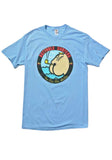 Light blue Butthole Surfers Pee Pee the Sailor t-shirt featuring the album cover artwork on a white background.