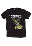 The Cramps Bad Music for Bad People black t-shirt featuring the album artwork, photographed on a white background.