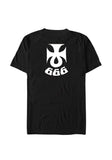 Back of Electric Wizard Time to Die black t-shirt featuring a stylized and upside down ankh along with '666' in white, displayed on a white background.