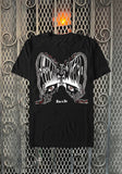 Front of Electric Wizard Time to Die black t-shirt featuring album artwork, displayed on a metal gate background.