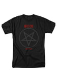 Motley Crue Shout at the Devil black t-shirt featuring album artwork, displayed against a white background.