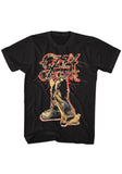 Black Ozzy Osbourne Blizzard Lightning t-shirt featuring the album artwork, on a white background.