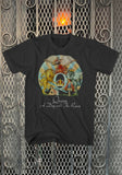 Queen A Day at the Races black t-shirt featuring album artwork, displayed on a metal gate background.