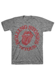 Rolling Stones '78 Tour heather grey t-shirt featuring their logo and the text 'Rolling Stones '78 Tour' in red, displayed against a white background.