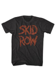 Front of Skid Row Slave to the Grind '91 Tour black t-shirt featuring the band name in large distressed brick red lettering, displayed on a white background.