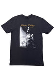 Skinny Puppy Greyhound London black t-shirt featuring artwork from the historic show at the Greyhound, displayed on a white background.