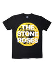 A black short-sleeve t-shirt featuring a large yellow lemon slice graphic on the front with the text 'THE STONE ROSES' in bold white letters.