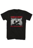 Thin Lizzy Live & Dangerous black t-shirt featuring album artwork, displayed on a white background.