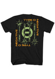 Back of Type O Negative Little Miss Scare - All black t-shirt featuring the text "Type O Negative" with their logo symbol and 4 mace clubs.