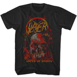 Black t-shirt with Slayer graphic design featuring a skull and the band's name.