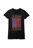 Duran Duran Seven and the Ragged Tiger black t-shirt featuring the album artwork, photographed flat on a white background.