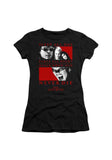 The Lost Boys black t-shirt featuring the movie imagery and the text "Sleep all day Party all night Never grow old Never die The Lost Boys" in red lettering, photographed flat on a white background.