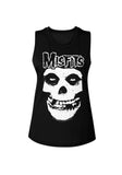 Misfits Crimson Ghost black sleeveless t-shirt featuring the classic imagery and logo, photographed flat on a white background.