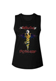 Motley Crue Dr Feelgood black sleeveless t-shirt featuring the album artwork, photographed flat on a white background.