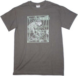 Close-up of The Pixies Doolittle grey t-shirt featuring the album artwork, displayed on a white background.