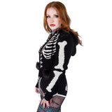 Bony Skeleton Cardigan Zip Up Sweater