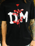 Depeche Mode Violator black t-shirt featuring the album artwork, photographed on a model.