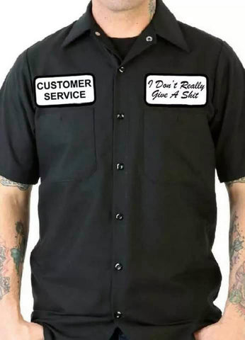 'Customer Service' - I Don't Reall Give a Shit' Button Up Work Shirt