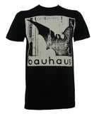 Close-up of Bauhaus Undead black t-shirt featuring album artwork from Bella Lugosi's Dead, displayed on a white background.